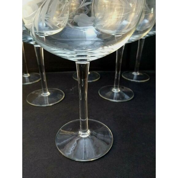 Set of 6 Toscany Etched / Hand Blown Wine Glasses - Picture 6 of 6